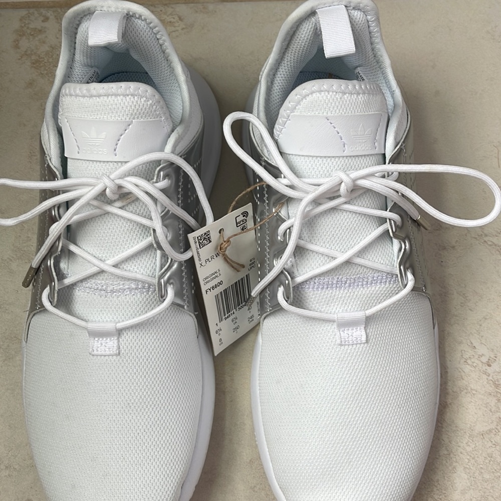 NWT Adidas X_PLR Silver Metallic White lace up sneaker tennis shoes - Picture 4 of 12
